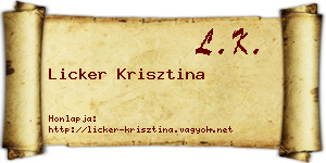 Licker Krisztina névjegykártya